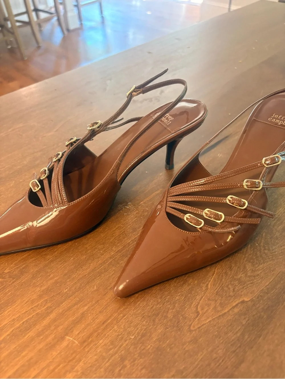 Jeffrey Campbell- LASH 2 SLING BACK IN BROWN PATENT